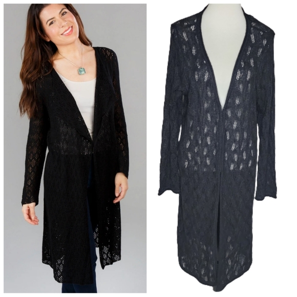 Lane Bryant women's plus size long black wool cardigan sweater Plus size 14/16 - Picture 1 of 13